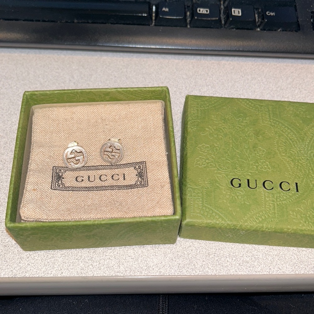 Gucci 925 Sterling Silver Interlocking G Earrings